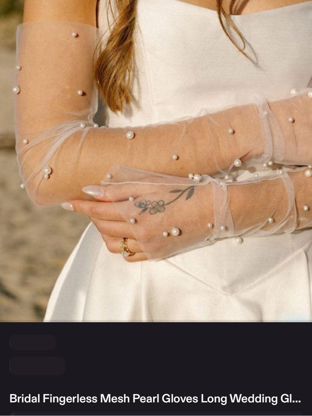Bridal Fingerless Pearl Mesh Gloves – White